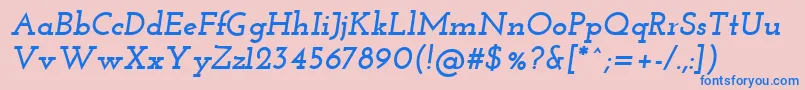 JosefinSlabBoldItalic-fontti – siniset fontit vaaleanpunaisella taustalla