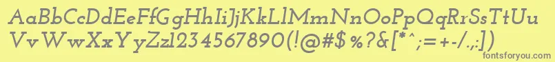 フォントJosefinSlabBoldItalic – 黄色の背景に灰色の文字