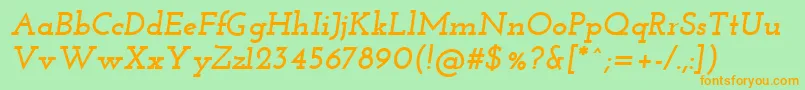 JosefinSlabBoldItalic Font – Orange Fonts on Green Background