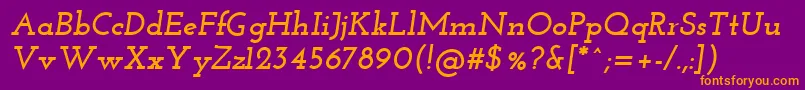 Lisätietoja JosefinSlabBoldItalic-fontista JosefinSlabBoldItalic-fontti – oranssit fontit violetilla taustalla