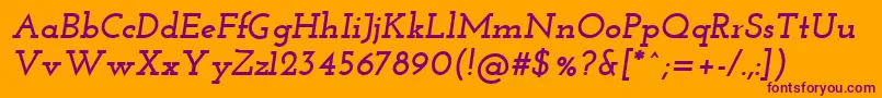 Police JosefinSlabBoldItalic – polices violettes sur fond orange