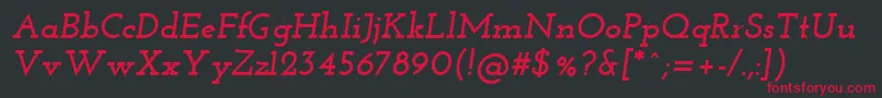 Czcionka JosefinSlabBoldItalic – czerwone czcionki na czarnym tle