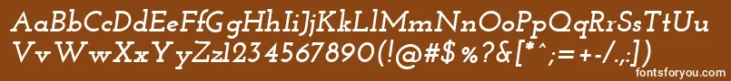 Lisätietoja JosefinSlabBoldItalic-fontista JosefinSlabBoldItalic-fontti – valkoiset fontit ruskealla taustalla