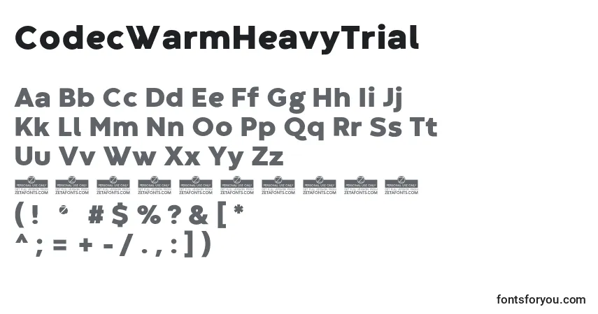 Шрифт CodecWarmHeavyTrial – алфавит, цифры, специальные символы