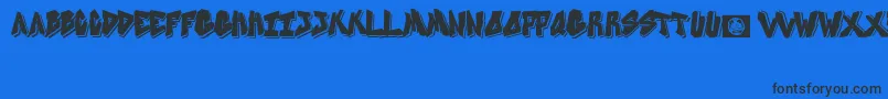 OnePiece-Schriftart – Schwarze Schriften auf blauem Hintergrund