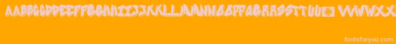 OnePiece-Schriftart – Rosa Schriften auf orangefarbenem Hintergrund