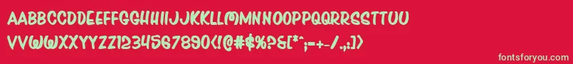 フォントPressdarlingbold – 赤い背景に緑の文字
