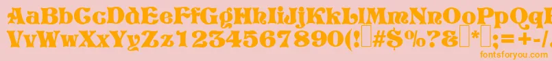 P820DecoRegular-Schriftart – Orangefarbene Schriften auf rosa Hintergrund