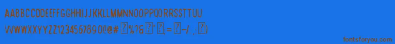 フォントDesertRoad – 茶色の文字が青い背景にあります。