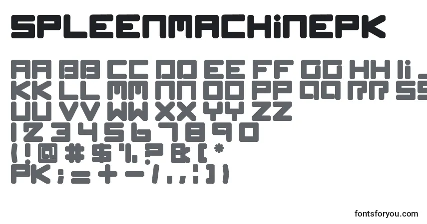 Schriftart SpleenMachinePk – Alphabet, Zahlen, spezielle Symbole