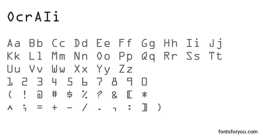 Czcionka OcrAIi – alfabet, cyfry, specjalne znaki