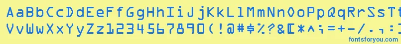 フォントOcrAIi – 青い文字が黄色の背景にあります。