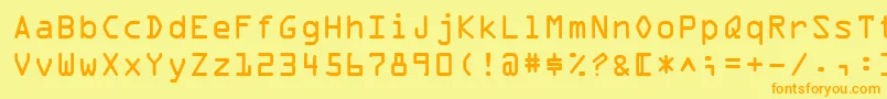 フォントOcrAIi – オレンジの文字が黄色の背景にあります。