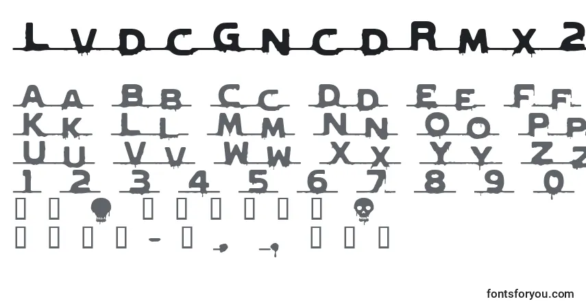 Czcionka LvdcGncdRmx2 – alfabet, cyfry, specjalne znaki