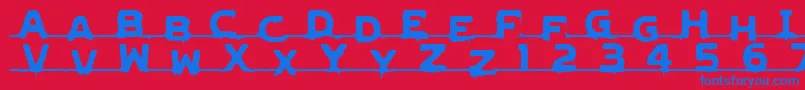 Czcionka LvdcGncdRmx2 – niebieskie czcionki na czerwonym tle