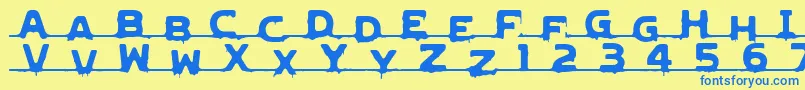 フォントLvdcGncdRmx2 – 青い文字が黄色の背景にあります。