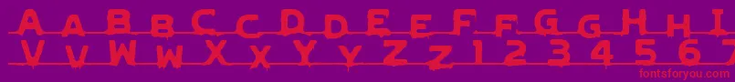 LvdcGncdRmx2-Schriftart – Rote Schriften auf violettem Hintergrund