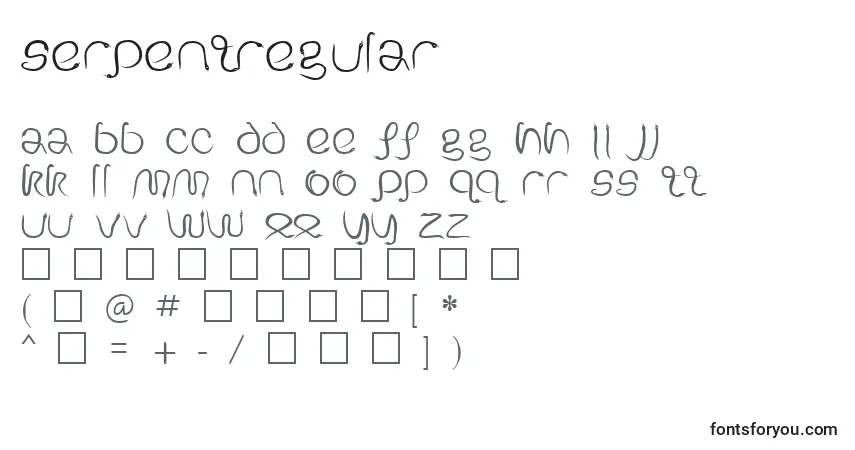 SerpentRegular Font – alphabet, numbers, special characters