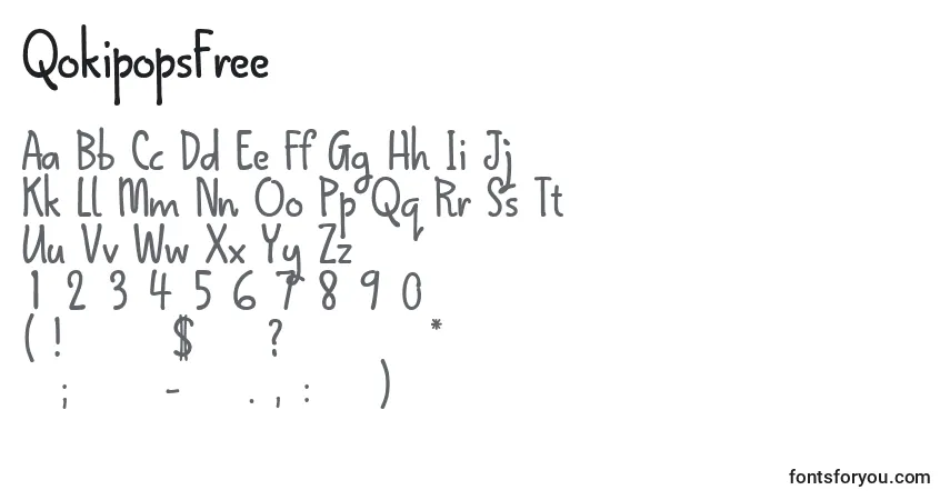 Czcionka QokipopsFree – alfabet, cyfry, specjalne znaki