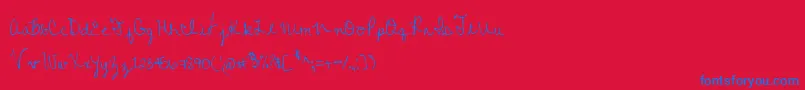 MtfColleenCursive-Schriftart – Blaue Schriften auf rotem Hintergrund