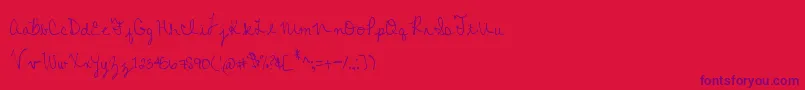 MtfColleenCursive-Schriftart – Violette Schriften auf rotem Hintergrund