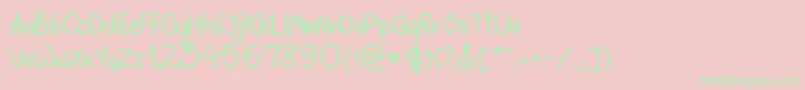 SloppyHand Font – Green Fonts on Pink Background