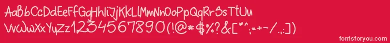 SloppyHand Font – Pink Fonts on Red Background