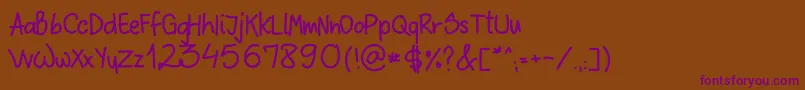 SloppyHand Font – Purple Fonts on Brown Background