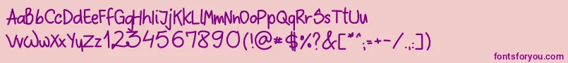 SloppyHand Font – Purple Fonts on Pink Background