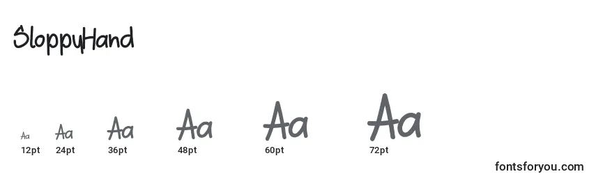 SloppyHand (65817) Font Sizes