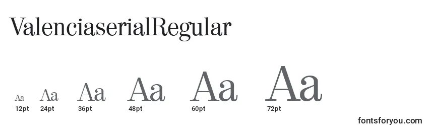 Размеры шрифта ValenciaserialRegular