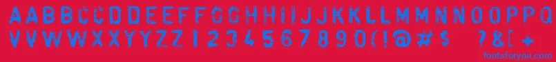 Fibra-Schriftart – Blaue Schriften auf rotem Hintergrund