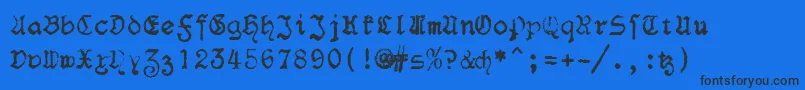 フォントF25Blacklettertypewriter – 黒い文字の青い背景