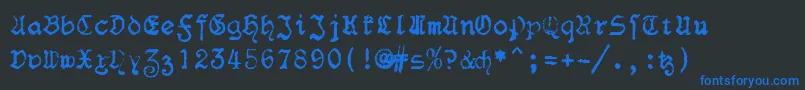 フォントF25Blacklettertypewriter – 黒い背景に青い文字