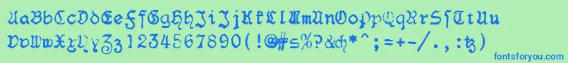 F25Blacklettertypewriter Font – Blue Fonts on Green Background