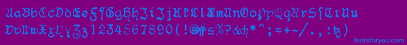 Fonte F25Blacklettertypewriter – fontes azuis em um fundo violeta