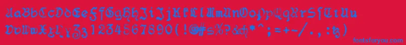 F25Blacklettertypewriter Font – Blue Fonts on Red Background