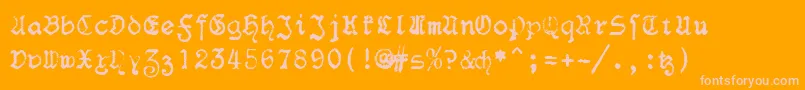 フォントF25Blacklettertypewriter – オレンジの背景にピンクのフォント