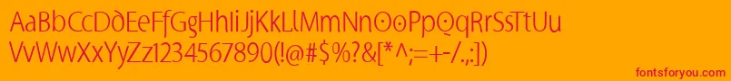 フォントSupersanscondlight – オレンジの背景に赤い文字