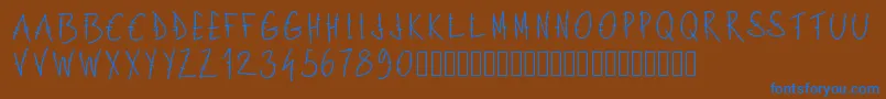 Pwlettresbarres Font – Blue Fonts on Brown Background
