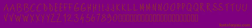 Pwlettresbarres Font – Brown Fonts on Purple Background