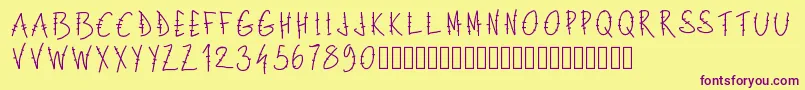 Fonte Pwlettresbarres – fontes roxas em um fundo amarelo