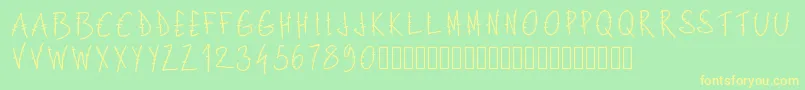 Pwlettresbarres Font – Yellow Fonts on Green Background