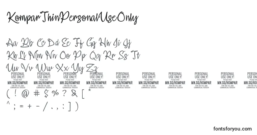 KomparThinPersonalUseOnly Font – alphabet, numbers, special characters
