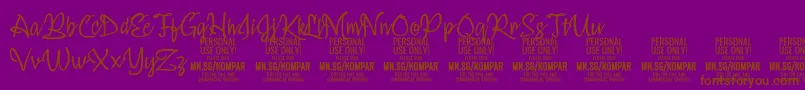 KomparThinPersonalUseOnly-fontti – ruskeat fontit violetilla taustalla