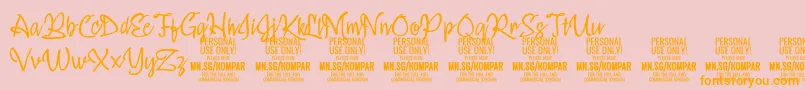 KomparThinPersonalUseOnly-Schriftart – Orangefarbene Schriften auf rosa Hintergrund