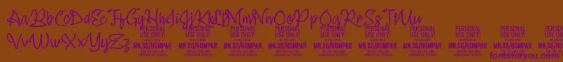フォントKomparThinPersonalUseOnly – 紫色のフォント、茶色の背景