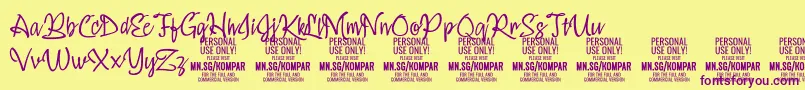 Шрифт KomparThinPersonalUseOnly – фиолетовые шрифты на жёлтом фоне