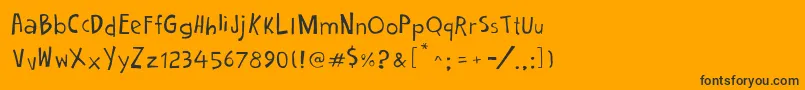 Fonte Cartoon2PackageItalic – fontes pretas em um fundo laranja