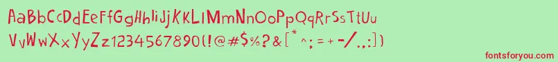 Cartoon2PackageItalic Font – Red Fonts on Green Background